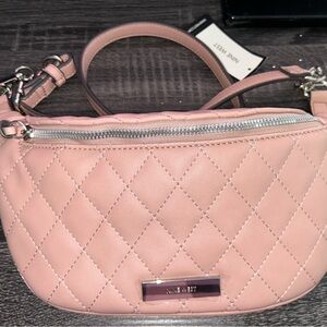 Nine West Blush Quilted Crossbody Bag with Silver Hardware
